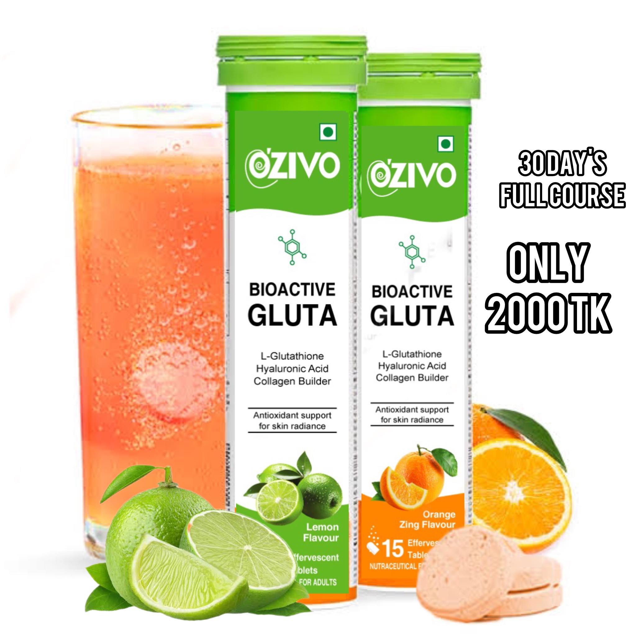 Ozivo Bioactive gluta orange and lemon flavour(৩০ দিনের ) ফুল কোর্স