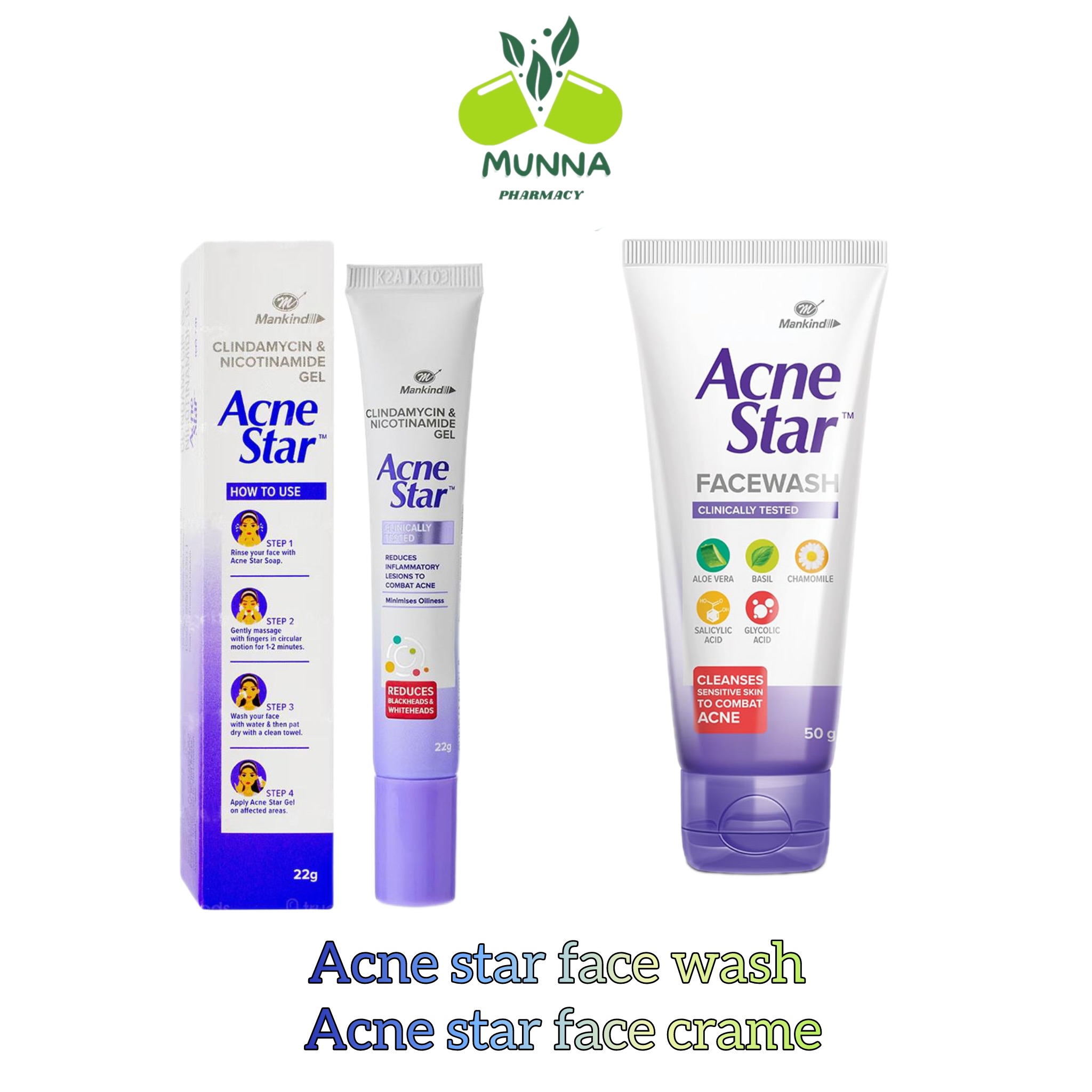 Acne Star face cream & Acne Star face wash combo pack
