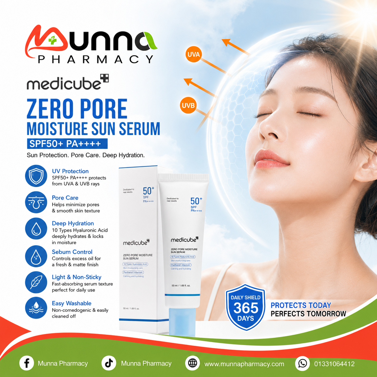 Medicube Zero Pore Moisture Sun Serum SPF 50+ PA++++